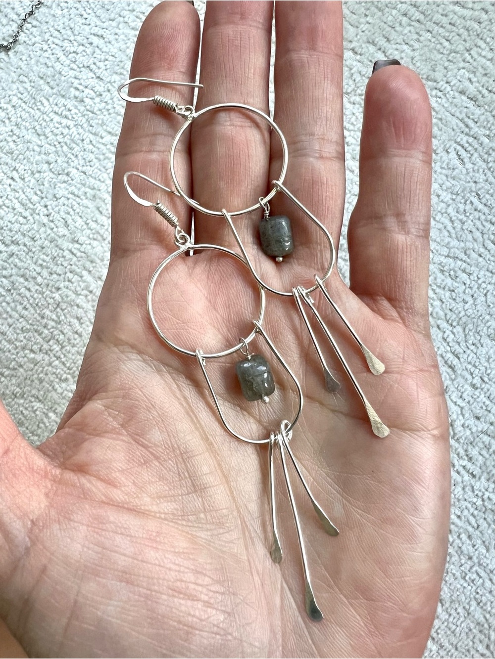 925 Silver Willow Reed Labradorite Earrings